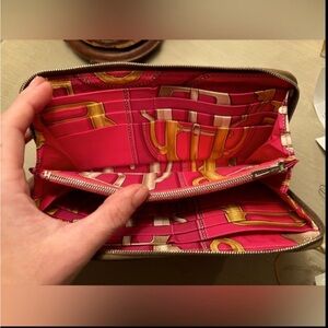 HERMES SILK IN AZAP LONG ZIPPER BIFOLD WALLET LEATHER BROWN SR FRANCE